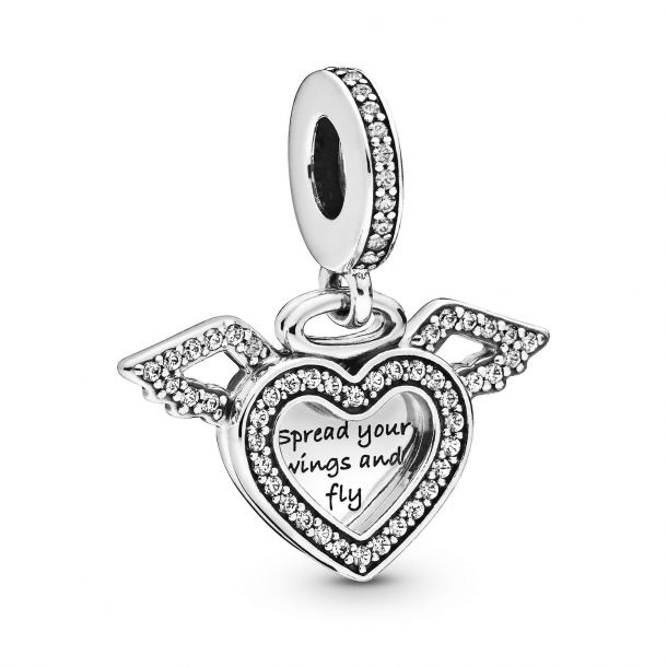 Angel Charm Wing Charm 925 Sterling Silver Feather Charm Heart Charm fit for Pandoar Bracelet