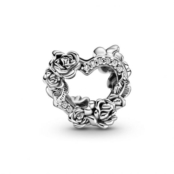 Pandora Open Heart \u0026 Rose Flowers Charm 