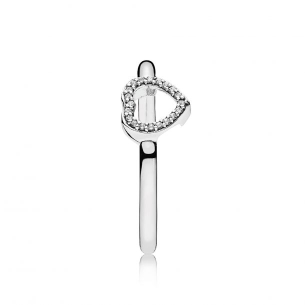 Pandora Puzzle Heart Frame Ring, Clear 