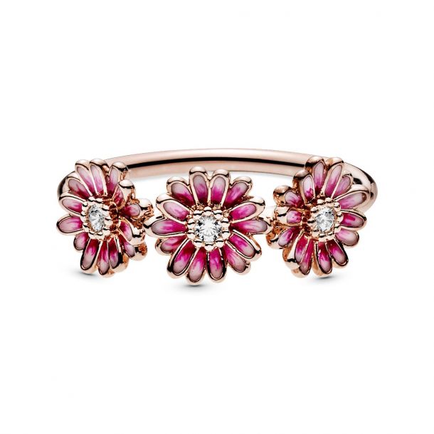 Pandora Rose Pink Daisy Flower Trio Ring Reeds Jewelers