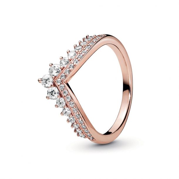 Rose Gold-Plated & Sterling Silver Triple Link Ring Size 8 Pave CZ Gold-Plated 