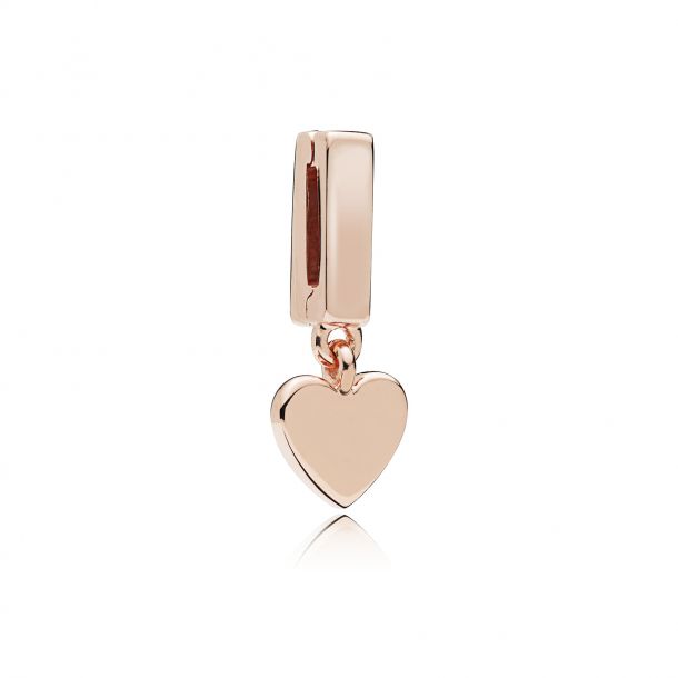 Floating Heart Clip Charm, Rose Gold 
