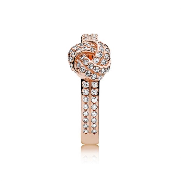 Sparkling Love Knot Ring Rose Gold 