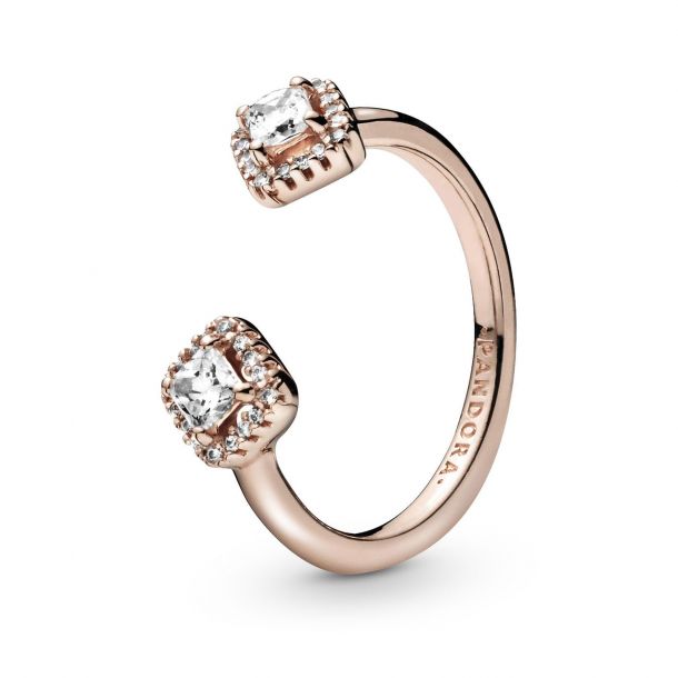 Pandora Square Sparkle Open Ring, Rose 