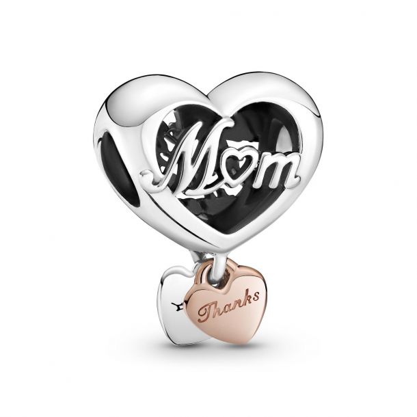 Mom Heart Charm, Rose Gold-Plated 