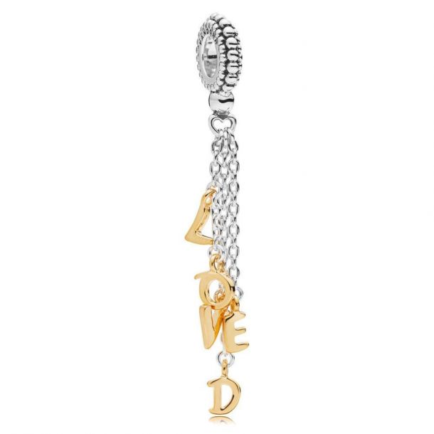 Pandora shine 18k over silver & silver loved script bracelet clearance
