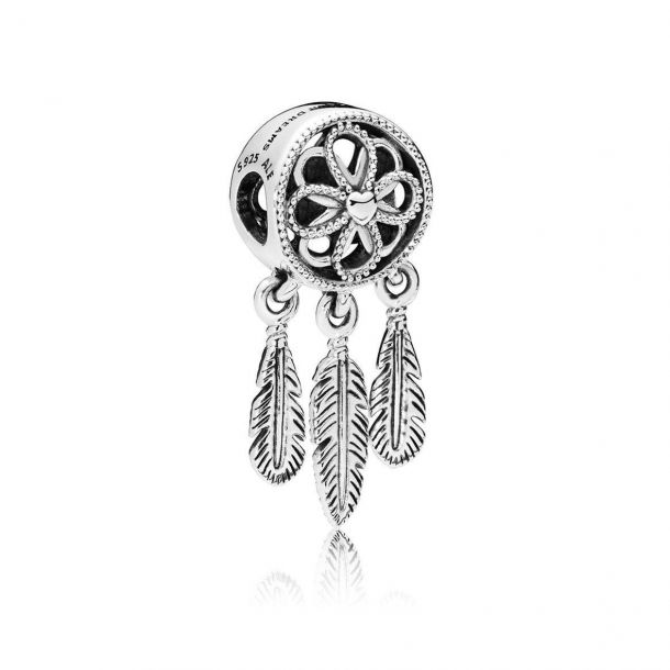 Authentic 925 Sterling Silver Spiritual Feather Dangle Pendant Charm Bead 