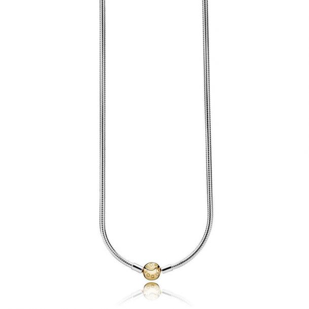Pandora Gold Clasp Sterling Silver Charm Necklace Pandora Gold Clasp Sterling Silver Charm Necklace