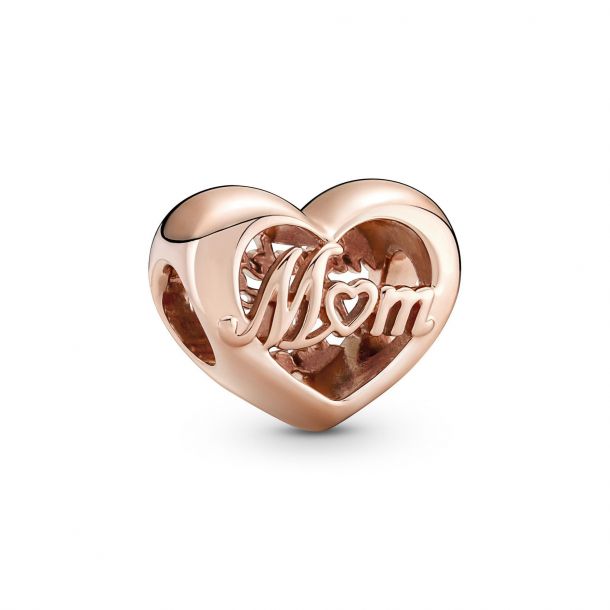 Mom Heart Charm, Rose Gold-Plated 