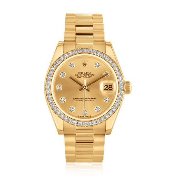 Previously Owned Rolex Oyster Perpetual Datejust 31 Champagne Diamond