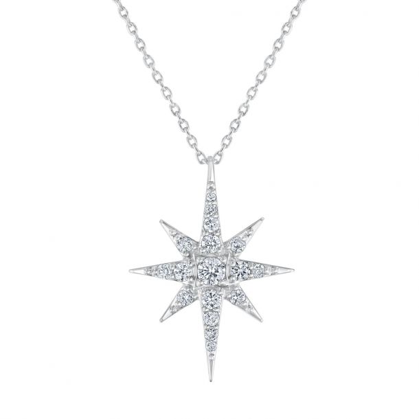 Radiant Universe Celestial Diamond North Star White Gold Pendant Necklace 1 4ctw Reeds Jewelers