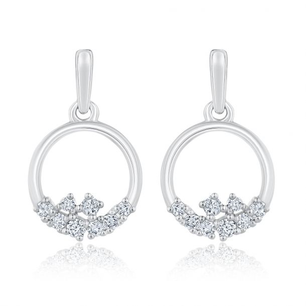 REEDS Exclusive Narrative Sterling Silver Diamond Drop Earrings 1/8ctw