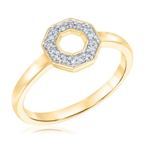 REEDS Exclusive Stop Collection Yellow Gold Diamond Octagon Ring 1 ...