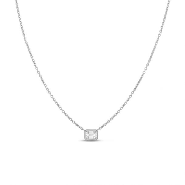 Roberto Coin Diamonds By The Inch Emerald Cut Diamond Station Necklace 1 6ctw Reeds Jewelers - Emerald Cut Diamond Pendant Designs