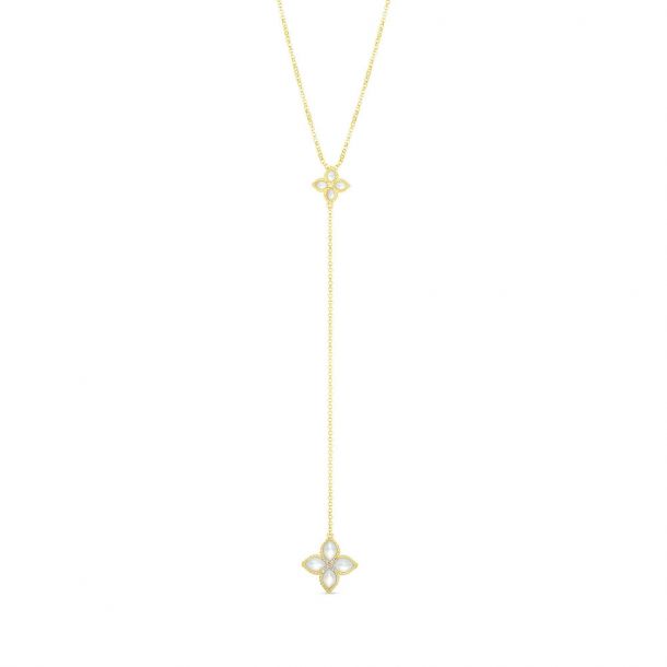 Roberto Coin Venetian Princess Mother Of Pearl And Diamond Lariat Necklace 1 10ctw Reeds Jewelers