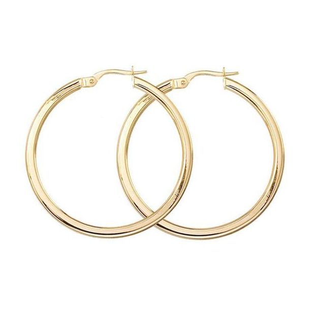 9CT HALLMARKED WHITE GOLD 25MM POLISHED SQUARE TWIST ROUND HOOP EARRINGS
