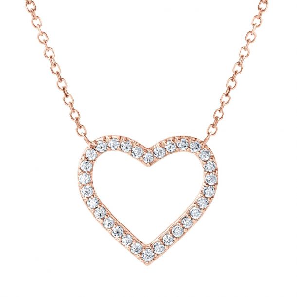 Rose Gold Diamond Heart Necklace 1 6ctw Reeds Jewelers