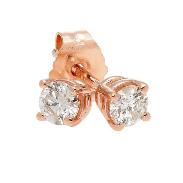 Details about  / 1 ct Round Solitaire Classic Stud Natural Aquamarine Earrings 14k Rose Pink Gold