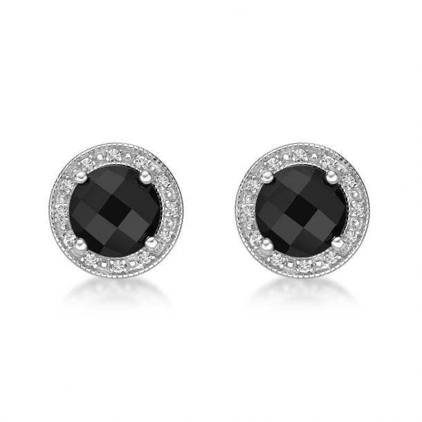 Mystic Topaz & White Sapphire Halo Stud Earrings in Solid Sterling Silver