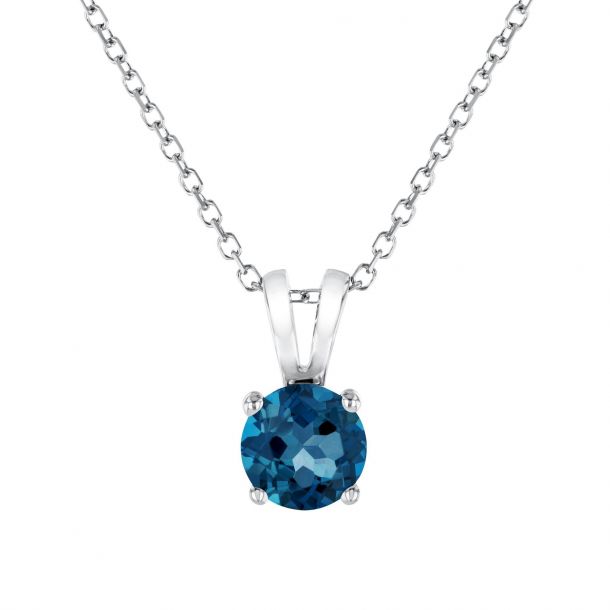 Round London Blue Topaz White Gold 