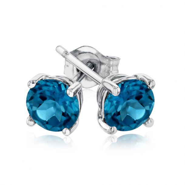 December Birthstone Silver Dangle Earrings Anniversary Gift For Her Handmade Earrings Dainty Earrings London Blue Topaz Earrings