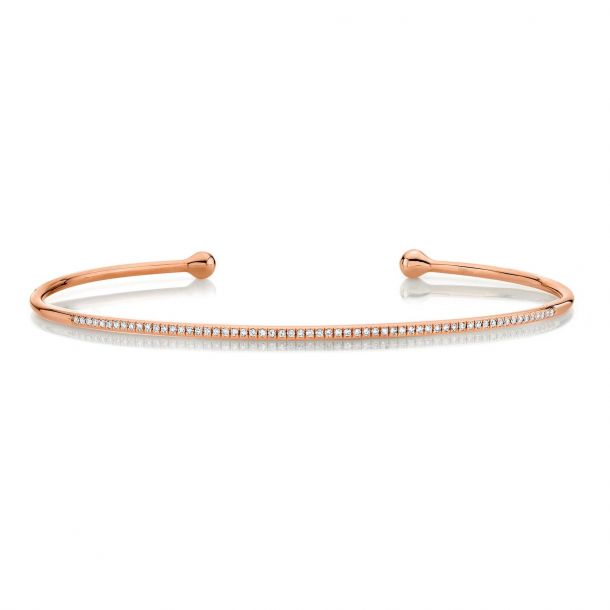 Thin Diamond Rose Gold Bangle Bracelet 
