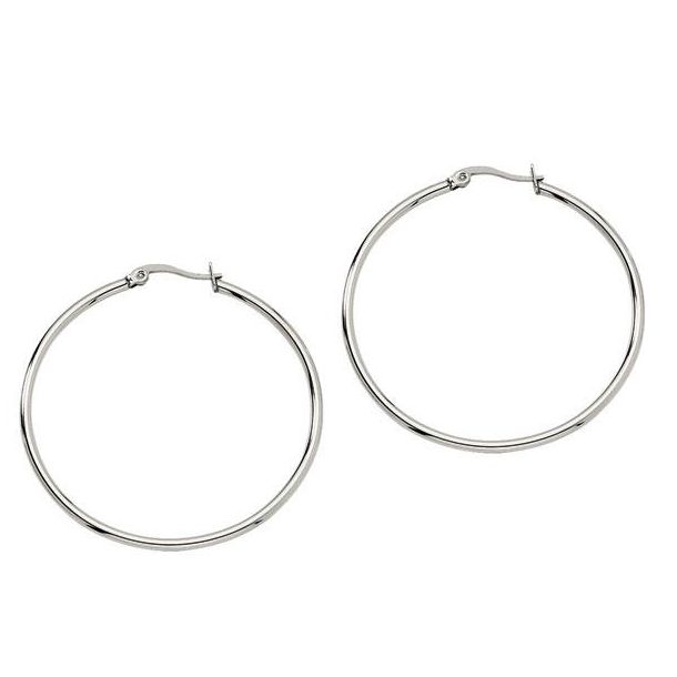 Stainless Steel Polished Hoop Earrings 