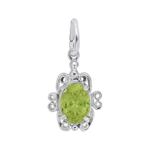 Italian Charm Dangle Birthstone Heart CZ Sterling Silver August Italian Charm Dangle Birthstone Heart CZ Sterling Silver August