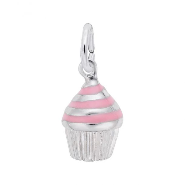 Sterling Silver Oxidized Delicious Cupcake with Icing Charm 