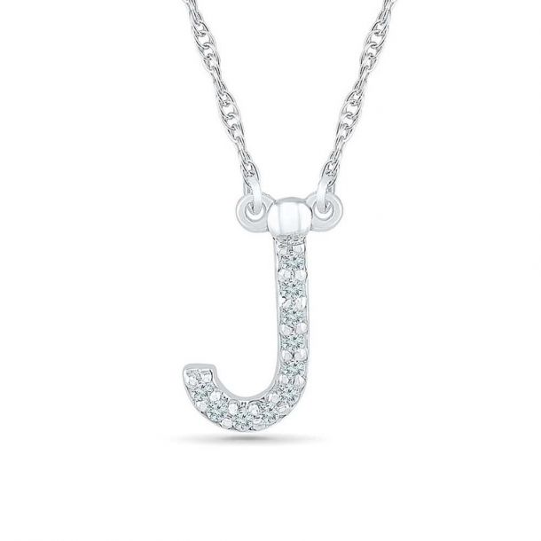Details about / Sterling Silver Cubic Zirconia Set 25mm High Fancy Initial J Pendant