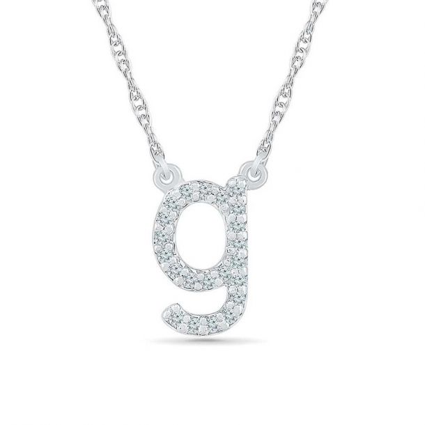 Sterling Silver Diamond Lowercase Initial 'g' Pendant 1/15ctw