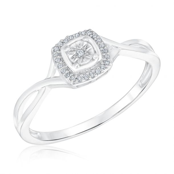1.5mm Diamond Angara Round Diamond Split Shank Heart Promise Ring