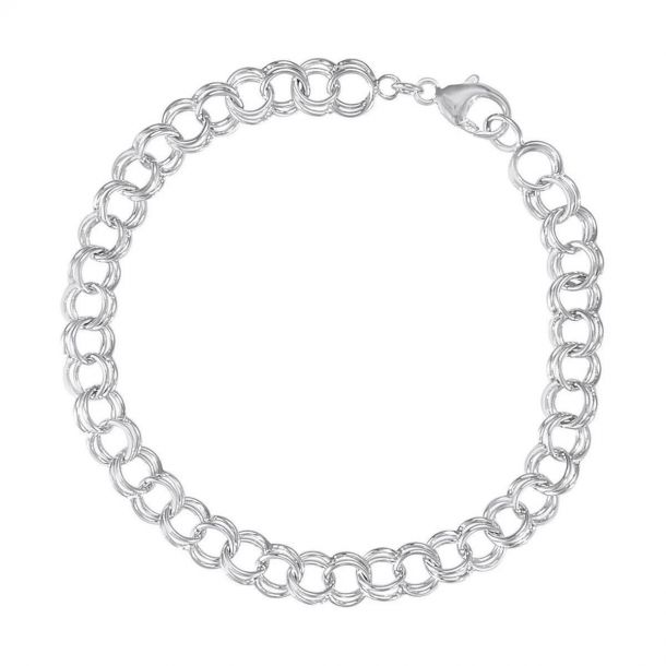 Sterling Silver Double Link Classic Charm Bracelet REEDS Jewelers