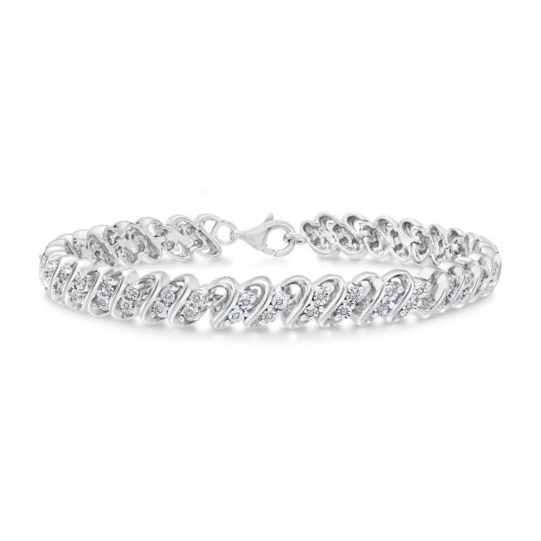 Sterling Silver White Ice .02ct Diamond Bracelet 7 inches 