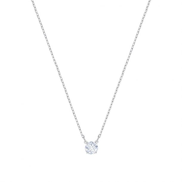 Necklace Crystal Cubic Zirconia White and Plated Rhodium