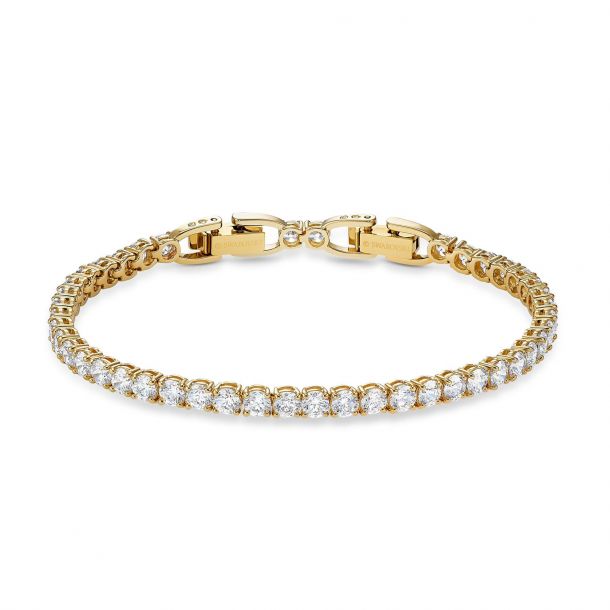Swarovski Crystal Deluxe White Round Gold-Tone Tennis Bracelet