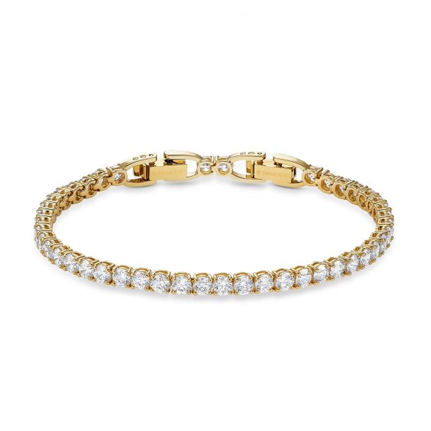 Swarovski Crystal Deluxe White Round Gold-Tone Tennis Bracelet Swarovski Crystal Deluxe White Round Gold-Tone Tennis Bracelet