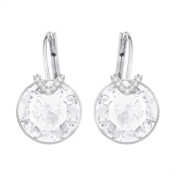 Swarovski Crystal Large White Bella V Rhodium-Plated Earrings | REEDS ...