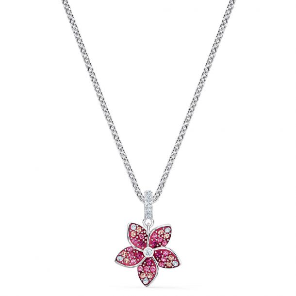 Swarovski Crystal Pink Tropical Flower Pendant Necklace Rhodium Plated Reeds Jewelers - Swarovski Crystal Flower Pendant Necklace Swarovski Crystal Pink Tropical Flower Pendant Necklace Rhodium Plated Reeds Jewelers - Swarovski Crystal Flower Pendant Necklace