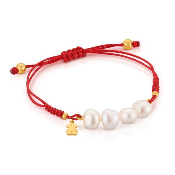 9K 375 Yellow Gold Open Heart Friendship Red String Bracelet