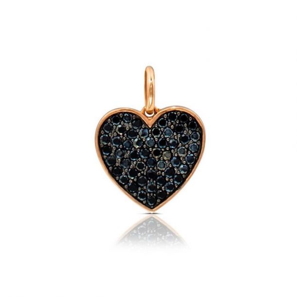 Heart /& Flower Blossom Black Jewels Gold Tone Necklace