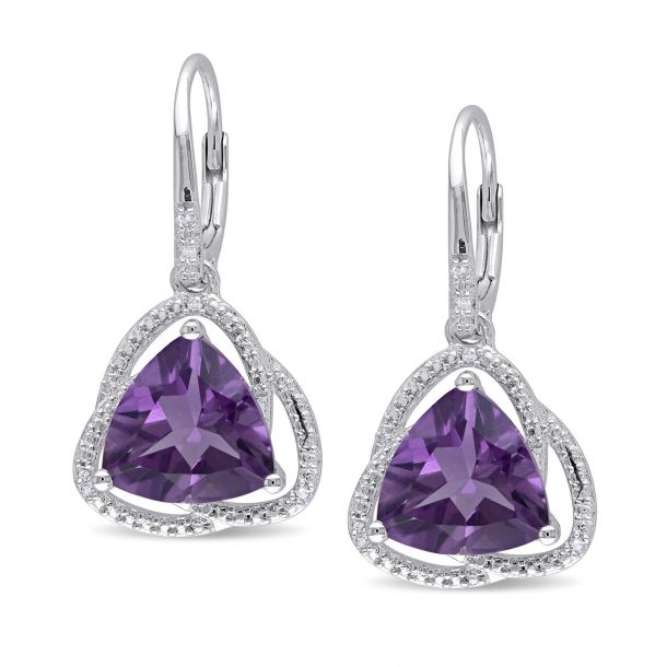 Sterling Silver Trillion Shape Earring with Shell