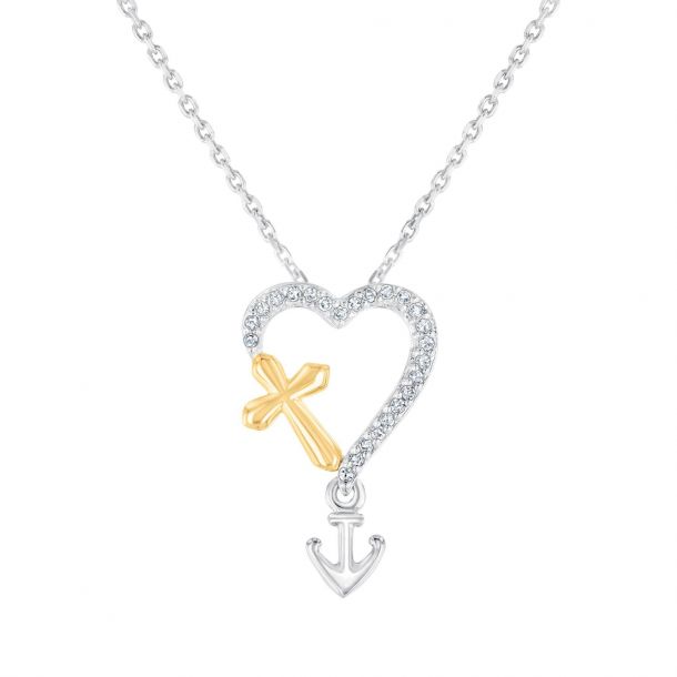 HN Jewels 0.1 Cts Sim Diamond Infinity Knot Cross Pendant W/18 Chain 14K White Gold Plated