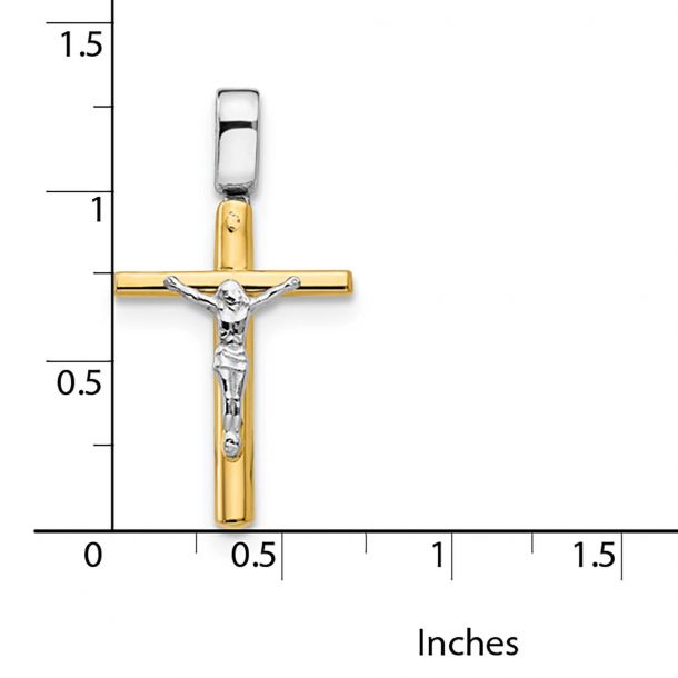 FB Jewels Solid 14K Yellow Gold Rhodium Polished Mariners Crucifix Pendant