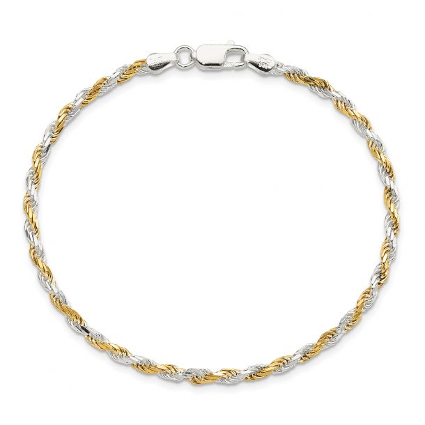 Two-Tone Solid Diamond-Cut Rope Chain 