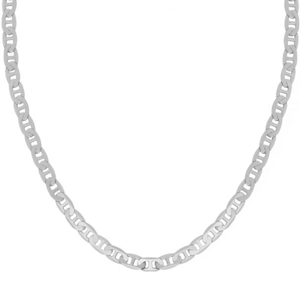 White Gold Flat Mariner Chain 3.7mm 