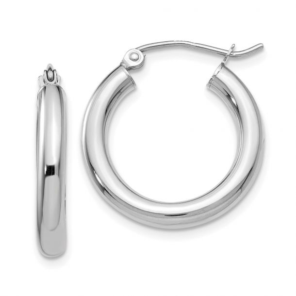 White Gold Lightweight Tube Hoop Earrings, 20x3mm REEDS Jewelers