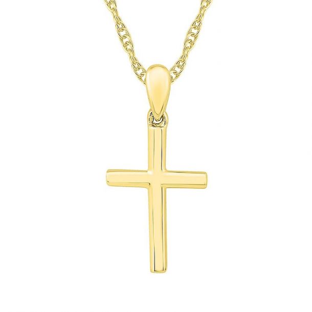 Yellow Gold Cross Pendant Necklace 