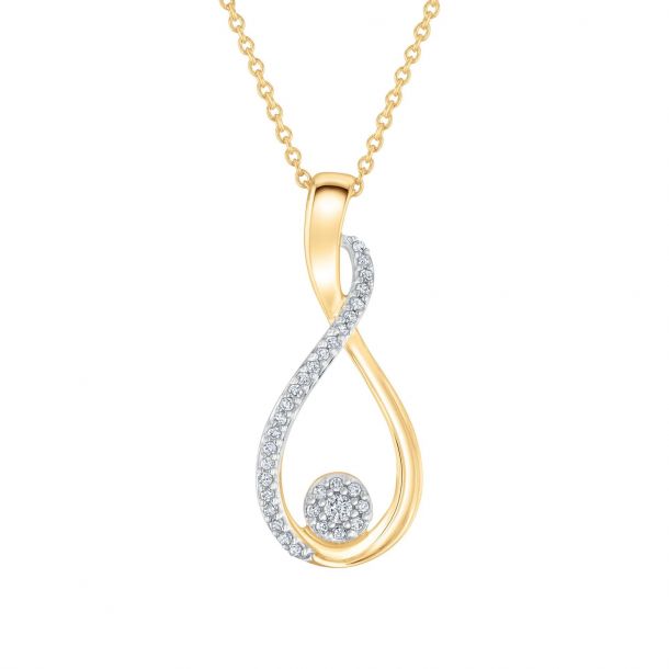 Yellow Gold Diamond Cluster Pendant 