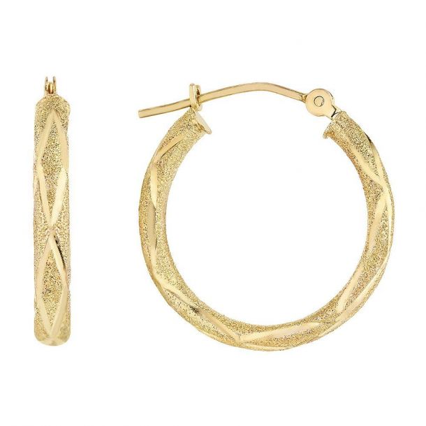 L-26 mm, W-25 mm 14k Yellow Gold Laser Cut Patterned Hoop Earrings L-26 mm, W-25 mm 14k Yellow Gold Laser Cut Patterned Hoop Earrings